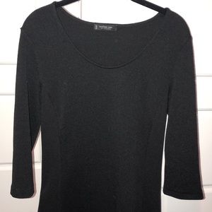 Black Quarter Sleeve Shift Dress